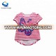 Cotton Butterfly Print Clothing Striped Tshirt Red Appliqued Striped Baby T Shirt